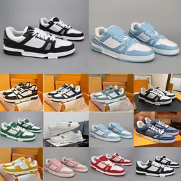 2023 Дизайнерские кроссовки Virgil Trainer Casual Shoes the Calfskin Leather Abloh White Green Red Blue Letters Plater