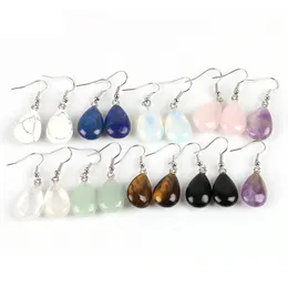 Natural Stone Flat Water Drop Earrings Crystal Stone Earrings Ear Studs Party Women's Jewelry Accessories