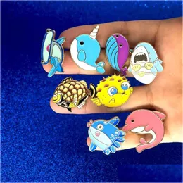Pins Brooches Enamel Dolphin Shark Fish Brooch Lepal Pins Top Shirts Badge Fashion Jewelry Christmas Gift 370027 Drop Delivery Dhruk