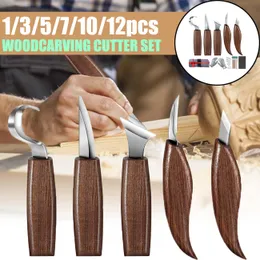 Beitel 1/3/5/7/10/12pcs Chisel Woodworking Cutter Hand Tool Set Wood Carving Knife Diy Peeling Woodcarving Spoon Carving Cutter