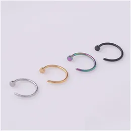 Nose Rings Studs 6/8/10Mm Punk Stainless Steel Fake Ring C Clip Lip Earring Helix Rook Tragus Faux Septum Body Piercing Jewelry Dr Dhkwz