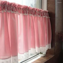 Curtain Quality Tube Pink Girls Coffee Kitchen Short Small Splicing Blinds Window Shades Drapes Purdanh Valance