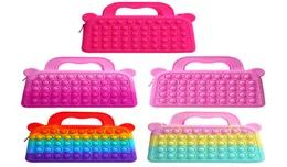 New Mini handbag Popet Push Bubble Fingertip Toys Children AntiStress Bag Adult Decompression fitjet Toy Poppit pencil case7538217