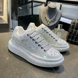 White Shoes Full of Diamonds Thick Sole Increase Color Rhinestone Casual Women's Shoes