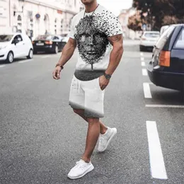 Men's Tracksuits shorts ultra-fine fabric tracking suit new summer men's T-shirt 2-piece set 3D printing comfortable and cool P230605