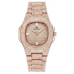 High Quality Mens Women Watch 40mm Full Diamond Iced Out Square Designer Watches Quartz Movement Couple Lovers Clock Wristwatch Ta274l