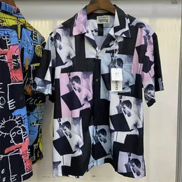 Camisas casuais masculinas de alta qualidade para o verão WACKO MARIA, gráfico de camisas, modelagem solta, masculina e feminina, manga curta