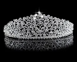 Gorgeous Sparkling Silver Big Wedding Diamante Pageant Tiaras Hairband Crystal Bridal Crowns For Brides Hair Jewelry Headpiece3635581