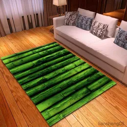 Dywan dywanu do salonu 3D Bambus nadrukowane drzwi wejściowe MAT ANTIP SLIP DUŻY Sypialnia Jadalnia Balkon Dywan R230607