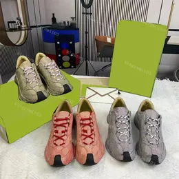 مصمم أحذية غير رسمية Rhyton Sneakers Women Trainer Wave Mouth Tiger Web Print Artage Men Shoes with Box