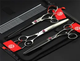 Whole75 in Swivel Thumb Professional Pet Scissors Set Japan 440C Straight Thinning Curved Scissors Dog Hair Cutting Groomin3214588