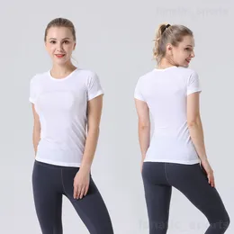 Lu hizalama lu kız yoga sporları üst tshirt kısa kollu spor salonu hızlı teknoloji hızlı hızlı yuvarlak boyun tee gömlek kadın jogging t-shirts eğitim hızlı hız tanımlamak