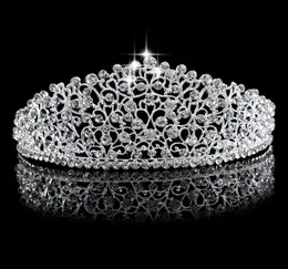 Gorgeous Sparkling Silver Big Wedding Diamante Pageant Tiaras Hairband Crystal Bridal Crowns For Brides Hair Jewelry Headpiece1026688