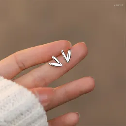 Stud Earrings Creative 925 Sterling Silver V-Shaped Heart For Women Girls Fashion Simple Wedding Party Jewelry Accessories