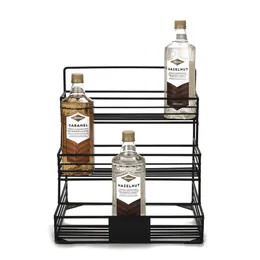 Mind Reader Iron Syrup Bottle Holder, Wire 4 Compartment Bottle Organizer, Storage for Syrup, Wine, Dressing, Black