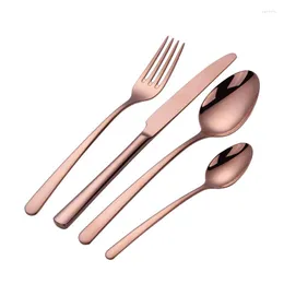 Dinnerware Sets Rose Gold Cutlery Set 24pcs Fork Spoon Knife Portable Tableware Kits 18/10 Stainless Steel Silverware Kitchen