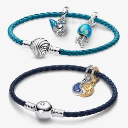 2023 NYA 925 Sterling Silver Designer Charm Armband Glow in the Dark Hermit Crab och Color Changing Jellyfish Armband Set Diy Fit Pandora Women Jewelry
