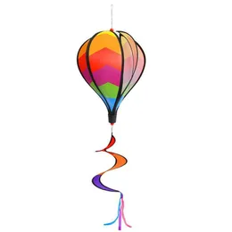 Garden Decorations Wind Chimes Rainbow Air Balloon Wind Spinner Rotating Sequins Windmill Outdoor Hanging Rainbow Color Attractions Decoration 230606