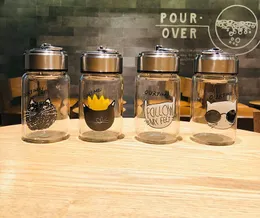 Tumblers Su Şişeleri Kedi Cam Kupa Erkekler ve Kadınlar Taşınabilir Sevimli Ağ Kırmızı Kore Versiyonu Öğrenci Su Şişesi Çay Kupası Handy