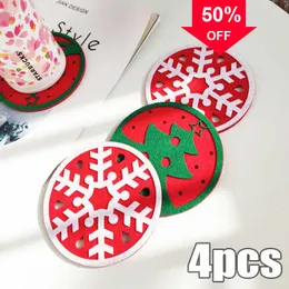 Car Christmas Decor Cup Pad Snowflake Tree Dinner Table Coasters Mat Car Interior Water Cup Pad Christmas Decoration Accessories