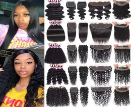 Brazilian Human Hair Bundles With Closure Remy Virgin Hair Deep Wave Curly Bundles With Lace Frontal Human Hair Weave With 360 Lac1075550