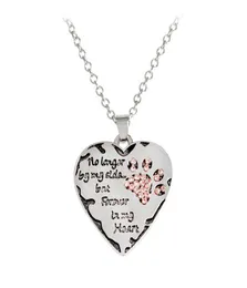 No Longer By My Side Forever In My Heart Handstamped Dog Print Paw Claw Crystal Heart Shaped Pendant Necklace Dog Lovers jewelry6217902