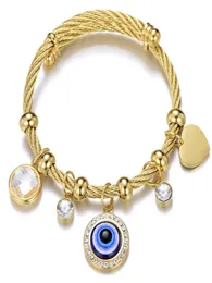 2021 Fashion Simple Evil Eye Stainless Steel Gold Turkish Islamic Women Bracelet Bracelet Blue Eye Charm Size Adjustable Bracelet 5805661
