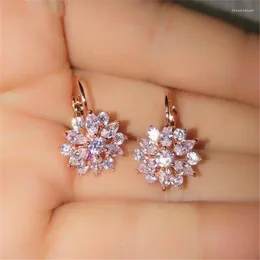 Hoopörhängen charm Petal Zircon Korean Fashion Creative Earings Sun Flower Ear Rings for Women Piercing Boho La Mode