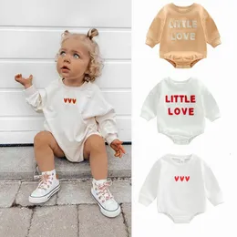 Rompers 0-18M Baby Valentine Sweathirt Romper Boys Girls Spring Fall Clothing Born Maidler с длинными рукава