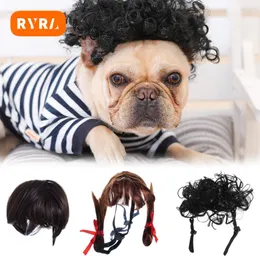Cat Costumes Pet Wigs Cosplay Props Dogs Cross Dressing Hair Hat Head Accessories For Christmas Pets Supplies