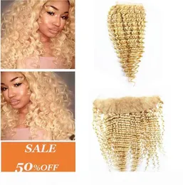Dilys Hair Blonde Deep Wave 4x4 Hair Closure 13x4 Ear to Ear Lace Frontal Brazilian Peruvian Human Remy Hair Color 613 1020 inche7769221