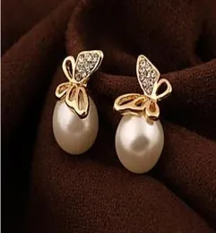 Discovering pearl E301 pearl earrings butterfly earrings015852282