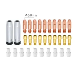 Mondstukken 32 peças kit de ponta de bico de gás 36kd para mb36kd mig/mag tocha de soldagem elétrica 0.8mm suporte copos de bico para ferramentas de soldagem binzel