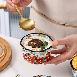 Skålar keramisk skål med handtag baby bakning hemma shuulefulei pudding dessert kaka ångat ägg