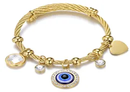 2021 Fashion Simple Evil Eye Stainless Steel Gold Turkish Islamic Women Bracelet Bracelet Blue Eye Charm Size Adjustable Bracelet 1906193