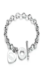 Fashion Love Jewelry Stainless Steel Women Rose Gold Bracelet Bangles Silver Love Heart Bracelets For Birthday Gift1038689