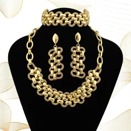 Halsbandörhängen Set Wedding Gold Plate for Women Choker Armband och African Jewelry Girls Party