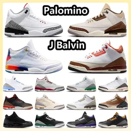 Jumpman 3 3s Basketball Shoes J Balvin White Cement Wizards Palomino Mars Stone Neapolitan Cardinal Red Fire Red Dark Iris Black Gold UNC Off Sneakers for Men and Women