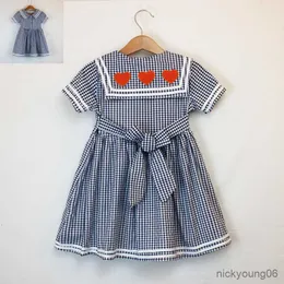 Mädchen Kleider Mädchen Sommer Kinder Kleidung Navy Kragen Stil Riemen Taille Kleid Studenten Version Baby Kinder Kleidung R230607