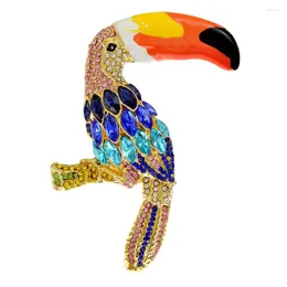 Brooches MITTO DESIGNED FASHION JEWELRIES AND ACCESSORIES MULTI-COLOR ENAMEL RHINESTONES PAVED TROPICAL PARROT DRESS BROOCH