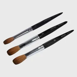 Nagelborstar 100% Pure Kolinsky Acrylic Brush Crimped Black Wood Handle Liquid Powder för manikyrverktyg Storlek 14 16 230606