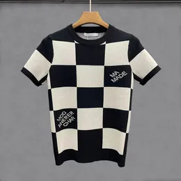 Men's T-Shirts Y2K Summer Mens Slim Vintage Short Sleeve T Shirt Black White Plaid Printed Graphic T Shirts For Men Camiseta Masculina 230606