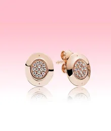 Boucles d'oreilles de luxe en plaqué or rose avec boîte d'origine pour disque en argent sterling 925 pavé de diamants CZ BOUCLE D'OREILLE pour femmes filles5180055