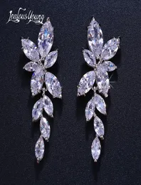 Jewelry Accessories EarringsDangle Earrings 2022 Fashion Leaf Zircon Drop Earrings for Women White Gold Color Crystal Wedding Earr1477962