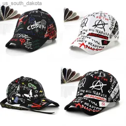 Koreański litera drukowana czapka baseballowa graffiti dla kobiet mężczyzn moda wiosna lato snapback hop hop cap bawełna hat l230523