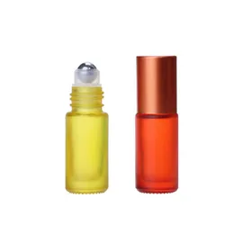 1/5/10PCS 5ml Portátil Rolo Óleo Essencial Perfume Frasco de Vidro Grosso Viagens Recarregável Fosco Colorido Roller Ball Garrafa HMKI