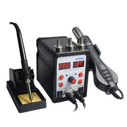 Soldeerijzers Eruntop 8586d Electric Soldering Irons +Hot Air Gun Better SMD rework Station تم ترقيته 8586