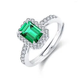 Cluster Rings Pirmiana Classic 925 Sterling Silver Ring 0.85ct Lab Grown Emerald Jewelry Women