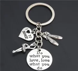 keychain 1pc Do What You Love Charms I To Dance Key Chain Ballerina Keyring Ballet Gifts For Women Girl Dancer Jewelry E20354424034