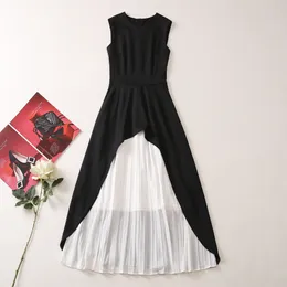 529 XXL 2023 Spring Summer Flora Print Dress Crew Neck Sleeveless Black Dress Panelld DRess Luxury Fashion Prom Womens Clothes AS